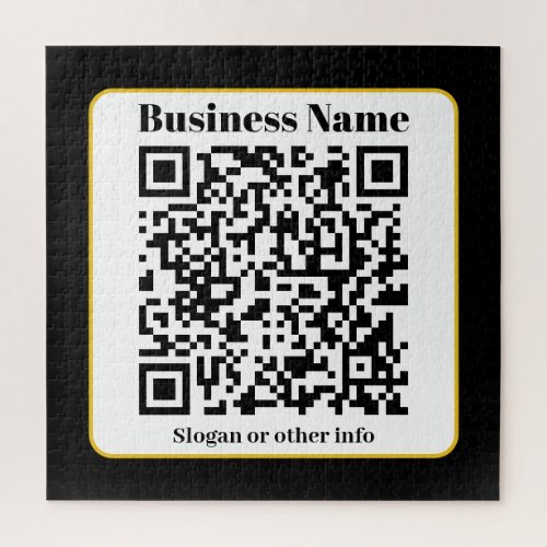 Create Your Own QR Code  Black White Gold Border Jigsaw Puzzle