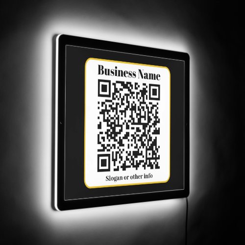 Create Your Own QR Code  Black White Gold Border LED Sign