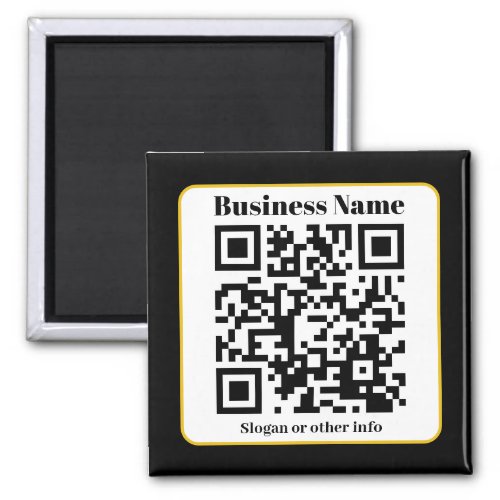 Create Your Own QR Code  Black White Gold Border Magnet