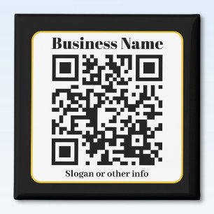 Create Your Own QR Code   Black White Gold Border Magnet