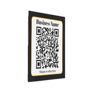 Create Your Own QR Code   Black White Gold Border Metal Print