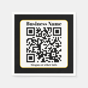 Create Your Own QR Code Black White Gold Border Napkins
