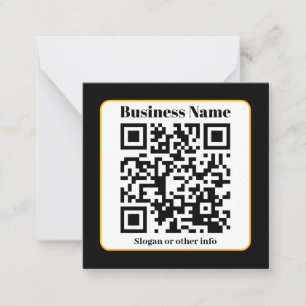 Create Your Own QR Code   Black White Gold Border Note Card