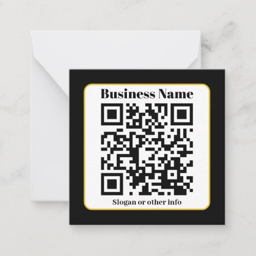 Create Your Own QR Code  Black White Gold Border Note Card