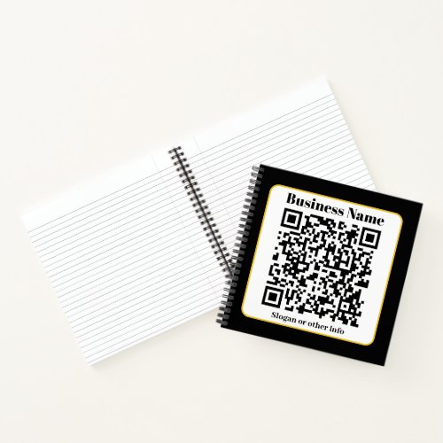 Create Your Own QR Code  Black White Gold Border Notebook