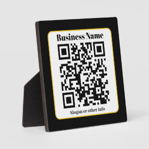 Create Your Own QR Code Black White Gold Border Plaque