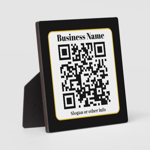 Create Your Own QR Code  Black White Gold Border Plaque