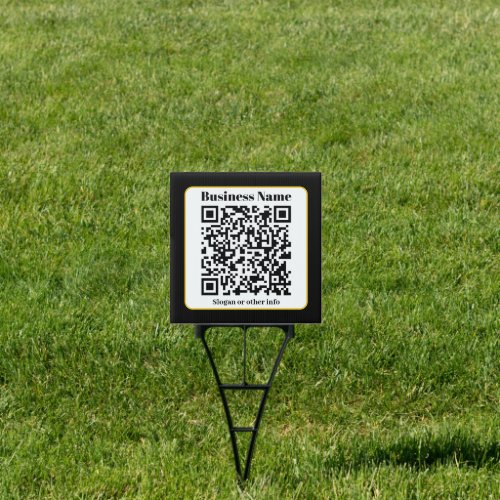 Create Your Own QR Code  Black White Gold Border Sign