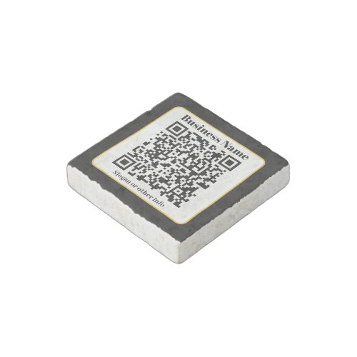 Create Your Own QR Code  Black White Gold Border Stone Magnet