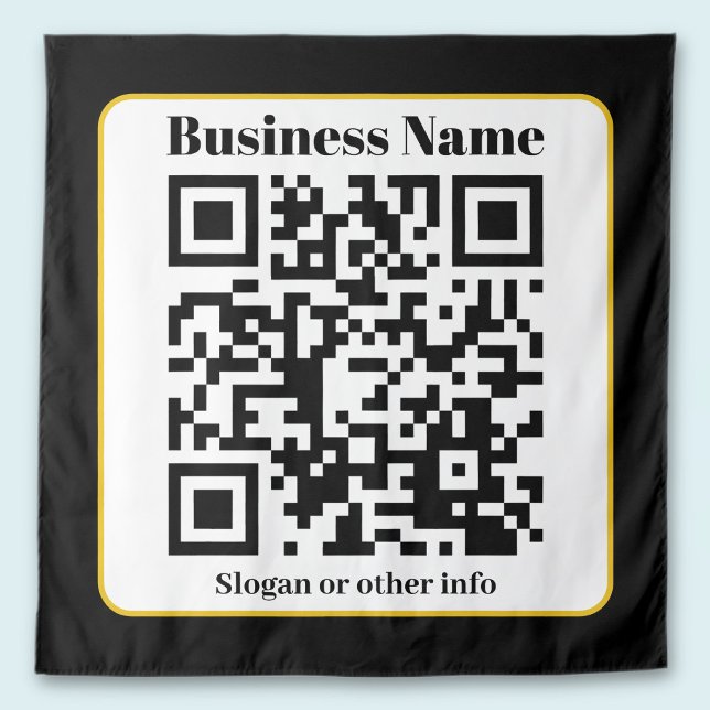 Create Your Own QR Code | Black White Gold Border Tapestry (Creator Uploaded)