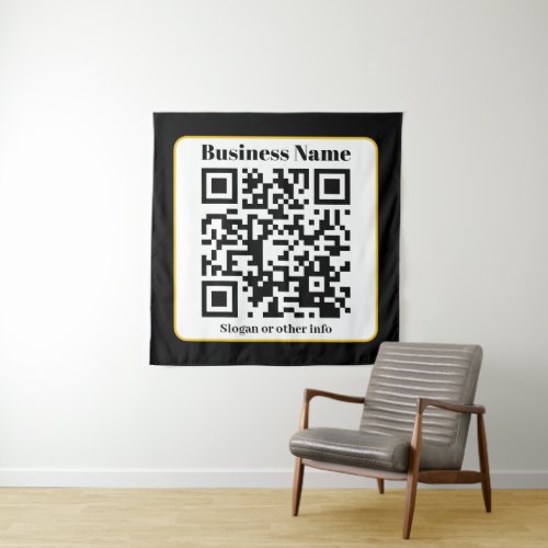 Create Your Own QR Code  Black White Gold Border Tapestry
