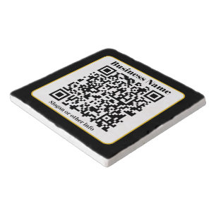 Create Your Own QR Code Black White Gold Border Trivet