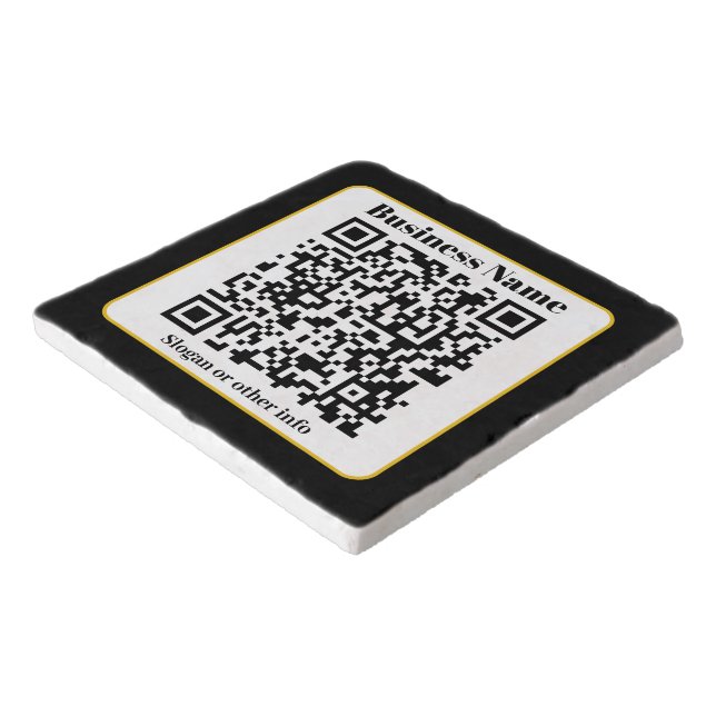Create Your Own QR Code | Black White Gold Border Trivet (Corner)