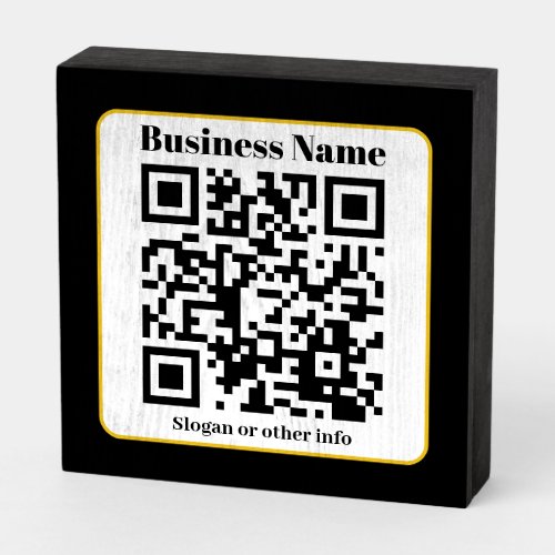 Create Your Own QR Code  Black White Gold Border Wooden Box Sign