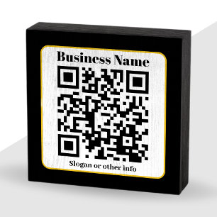 Create Your Own QR Code Black White Gold Border Wooden Box Sign