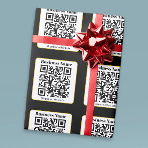 Create Your Own QR Code   Black White Gold Border Wrapping Paper