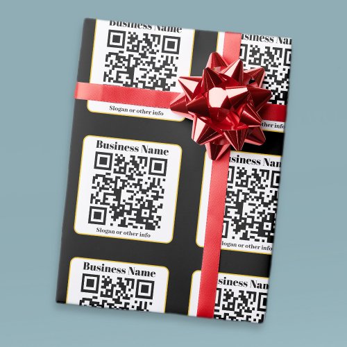 Create Your Own QR Code  Black White Gold Border Wrapping Paper