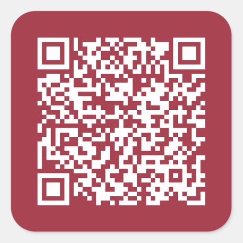 Create Your Own QR Code Burgundy Red Square Sticker