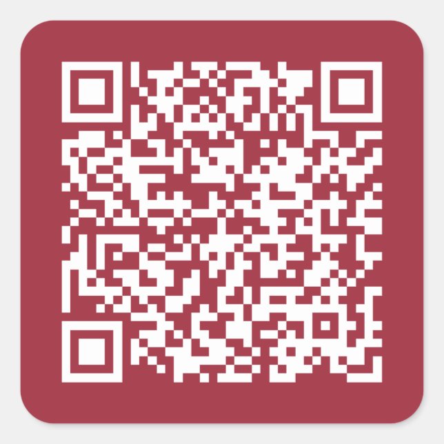 Create Your Own QR Code Burgundy Red Square Sticker (Front)