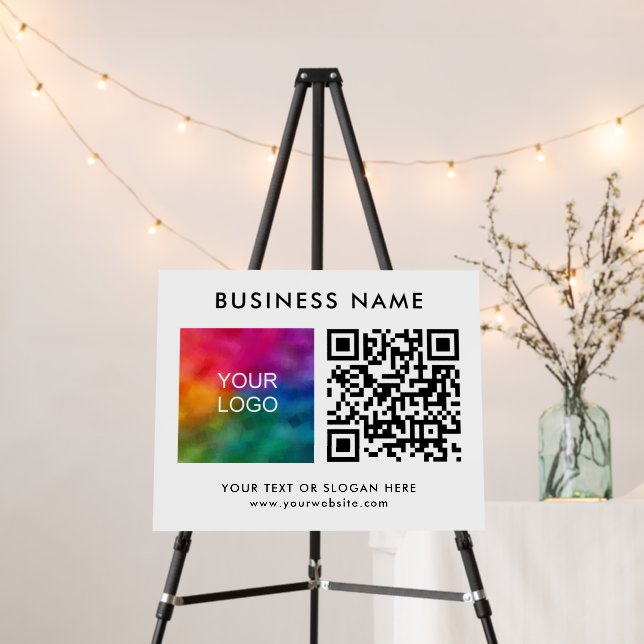 Create Your Own QR Code Business Logo Modern White Foam Board (In Situ (Stand))