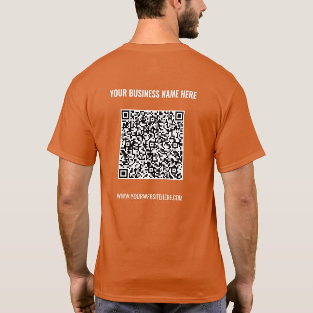 Create Your Own QR Code Business T-Shirt Template (Back)