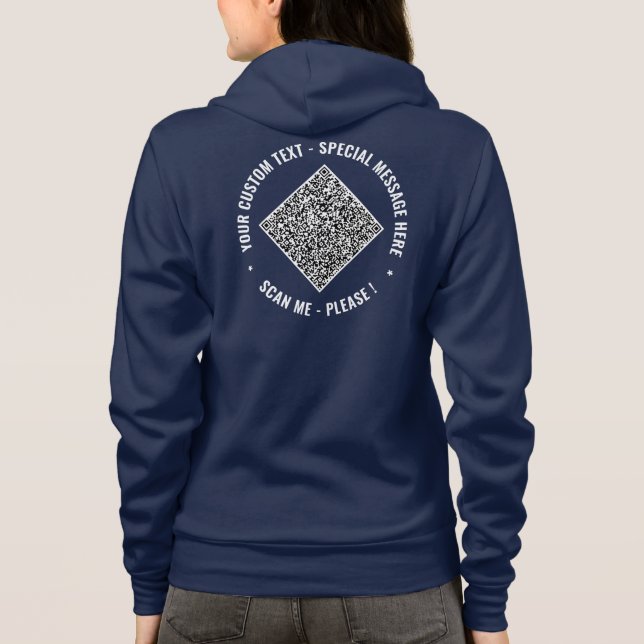 Create Your Own QR Code Hoodies Personalized Text (Back)