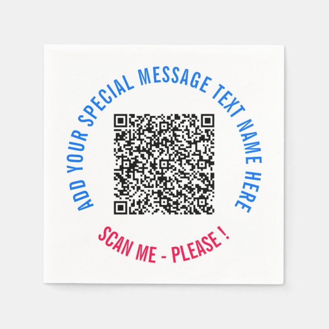 Create Your Own QR Code Napkins Template with Text (Front)