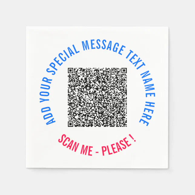 Create Your Own QR Code Napkins Template with Text | Zazzle