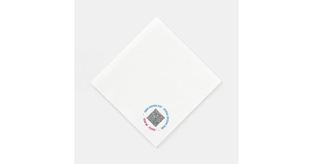 Create Your Own QR Code Napkins Template with Text | Zazzle