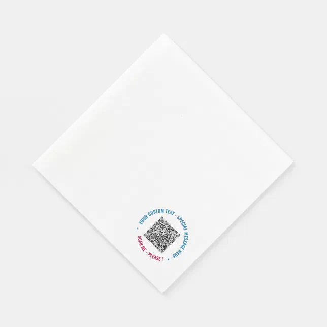 Create Your Own QR Code Napkins Template with Text | Zazzle