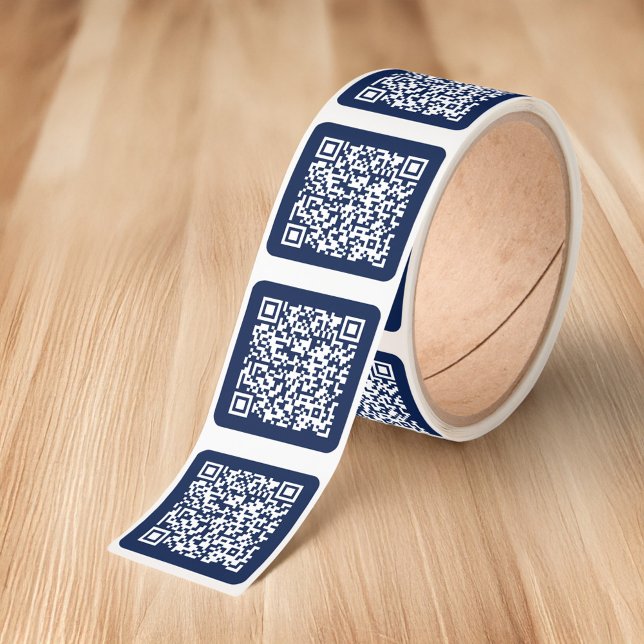 Create Your Own QR Code Navy Blue Square Sticker (Create Your Own QR Code Navy Blue Square Stickers in situ)