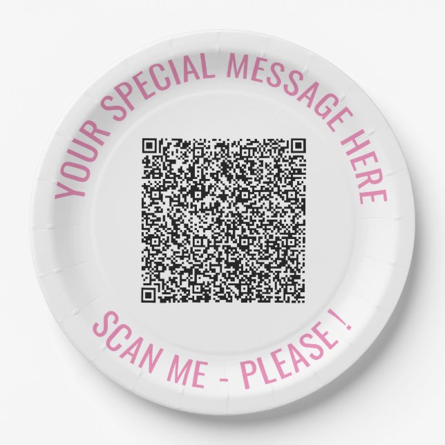 Create Your Own QR Code Paper Plates Custom Text (Front)