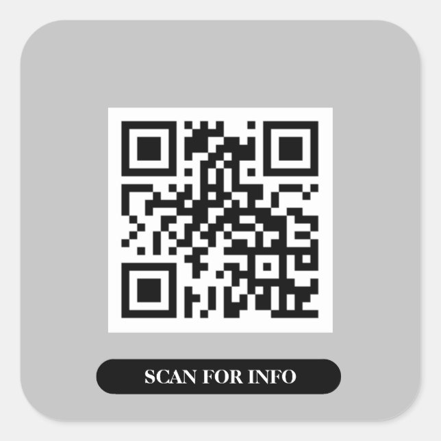 Create your own QR Code Professional Silver Grey Square Sticker (Front)