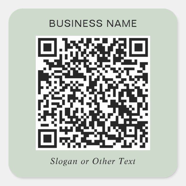 Create Your Own QR Code Promotional Sage Square Sticker (Front)