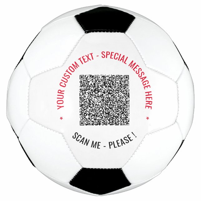 Create Your Own QR Code Soccer Ball Custom Text (Front)