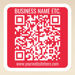 Create Your Own QR Code w/Border Red & White Square Sticker
