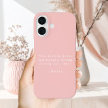Create Your Own Quote iPhone 16 Case<br><div class="desc">Create your own quote iPhone case. Features your favorite inspirational quote,  song lyric,  funny saying,  bible verse or custom text in minimalist typewriter style typography on blush pink color background.</div>