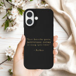 Create Your Own Quote iPhone 16 Case<br><div class="desc">Create your own quote iPhone case. Features your favorite inspirational quote,  song lyric,  funny saying,  bible verse or custom text in minimalist black and gold typewriter style typography.</div>