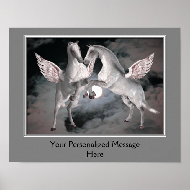 Create Your Own Quote Flying Pegasus Horses  Poster (Front)