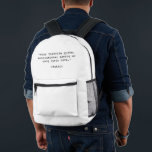 Create Your Own Quote Printed Backpack<br><div class="desc">Create your own custom quote backopack. Features minimalist typewriter typography.</div>