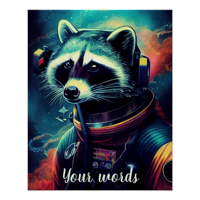 Create Your Own Raccoon in Space Astronaut Poster (Front)