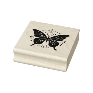 Create Your Own Radiant Butterfly Emblem Rubber Stamp