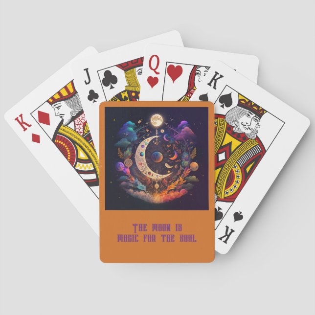 Create Your Own Rainbow Crescent Moon & Wildflower Poker Cards (Back)