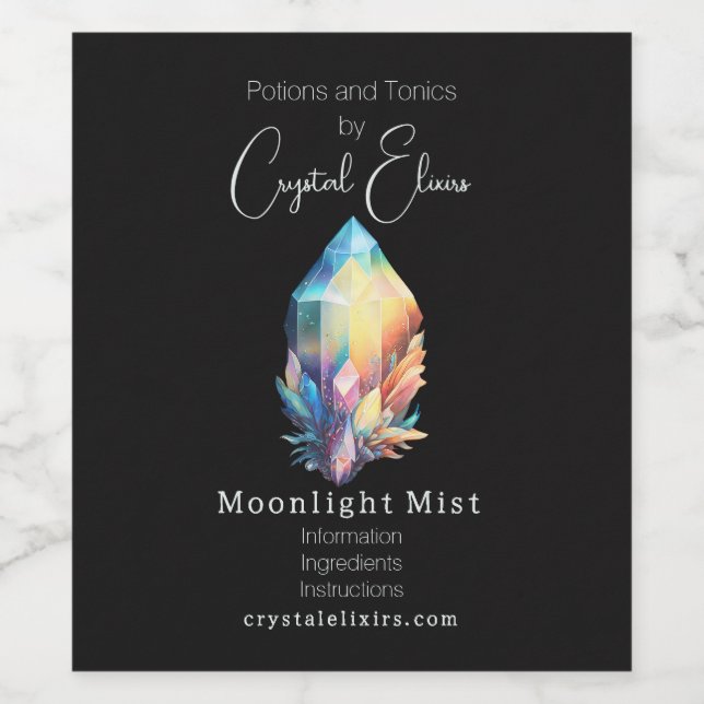 Create Your Own Rainbow Crystals Apothecary Label (Single Label)