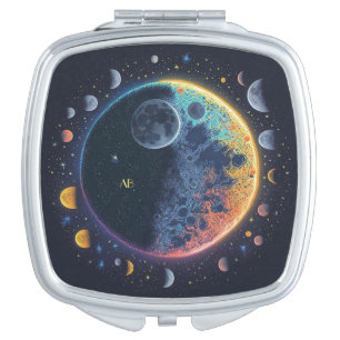 Create Your Own Rainbow Moons Compact Mirror