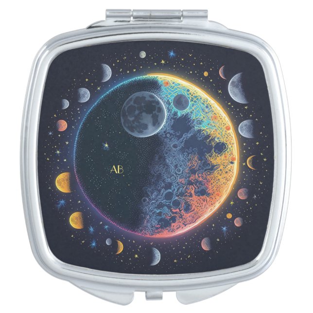 Create Your Own Rainbow Moons Compact Mirror (Front)