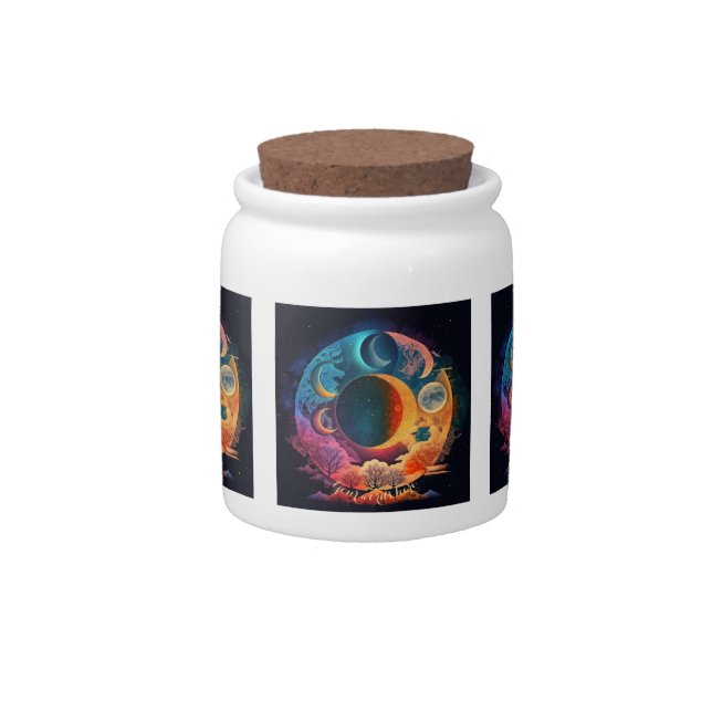 Create Your Own Rainbow Moons & Mountains Candy Jar (Front)