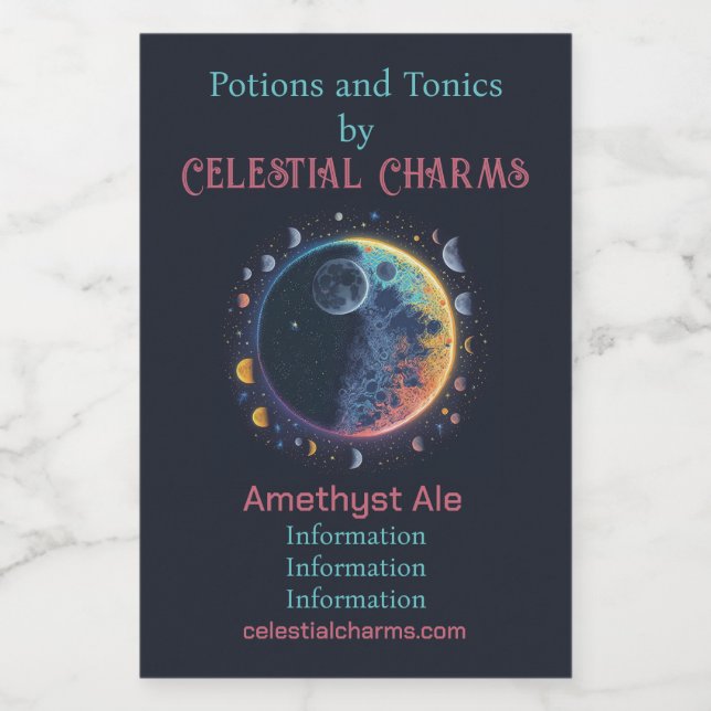 Create Your Own Rainbow Moons Wine Label (Single Label)