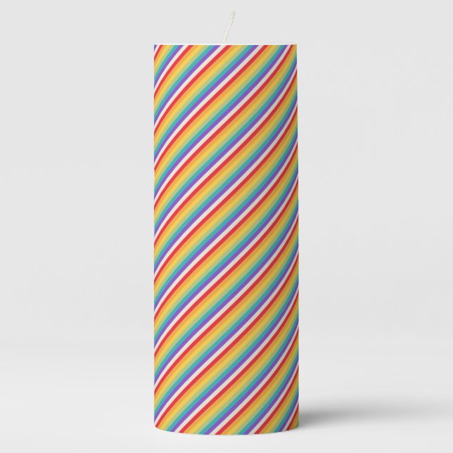 Create Your Own Rainbow Striped Pillar Candle (Front)