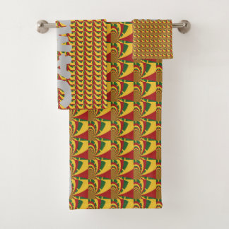 Create Your Own Rasta Colors Motifs Bath Towel Set